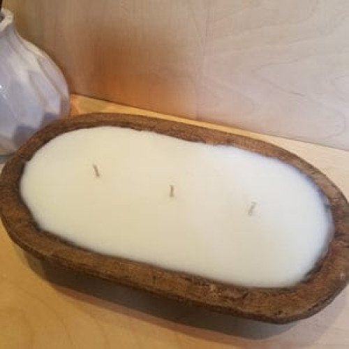 Wooden Dough Bowl Candle
