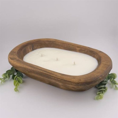 Wooden Dough Bowl Candle