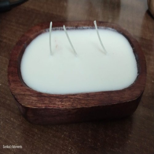 Wooden Dough Bowl Candle